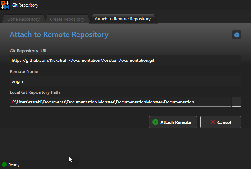 Git Attach To Remote Repository
