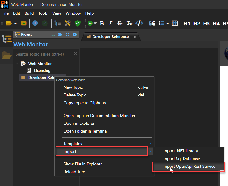 Import Context Menu